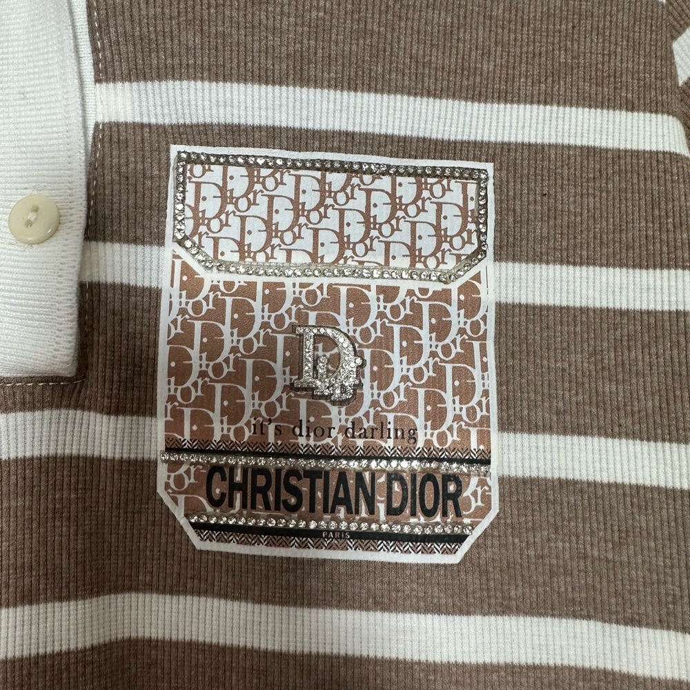 Brown and White Striped Blouse - Picture 3 of 8
